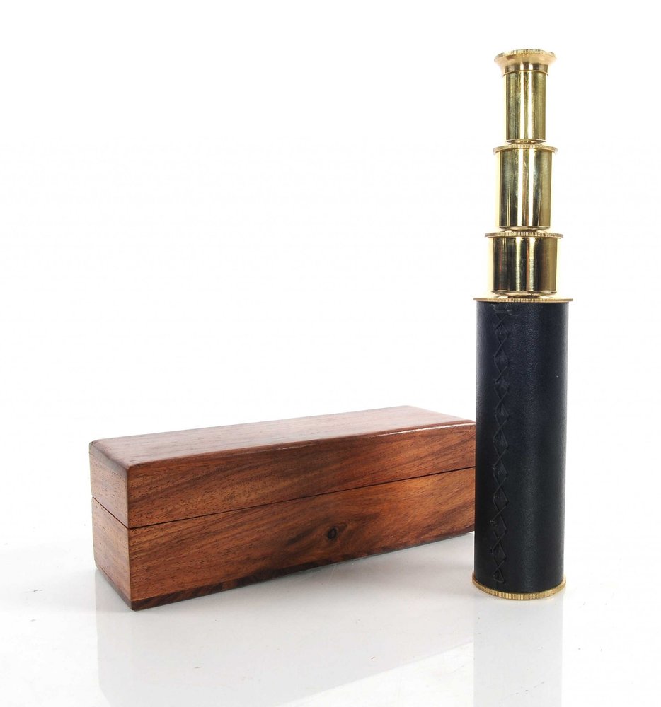 1.5" X 15" X 1.5" Handheld Telescope In Wood Box HomeRoots