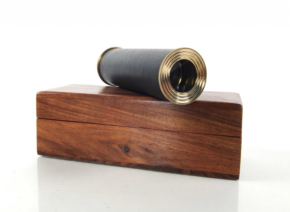 1.5" X 15" X 1.5" Handheld Telescope In Wood Box HomeRoots