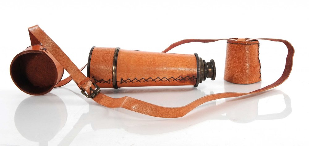 Rustic Brass And Leather Handheld Telescope HomeRoots
