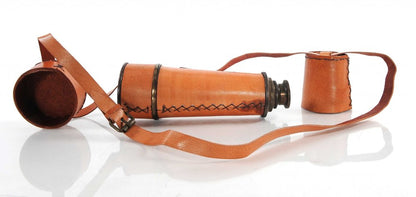 Rustic Brass And Leather Handheld Telescope HomeRoots