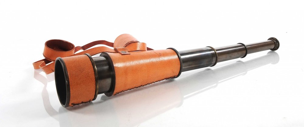 Rustic Brass And Leather Handheld Telescope HomeRoots