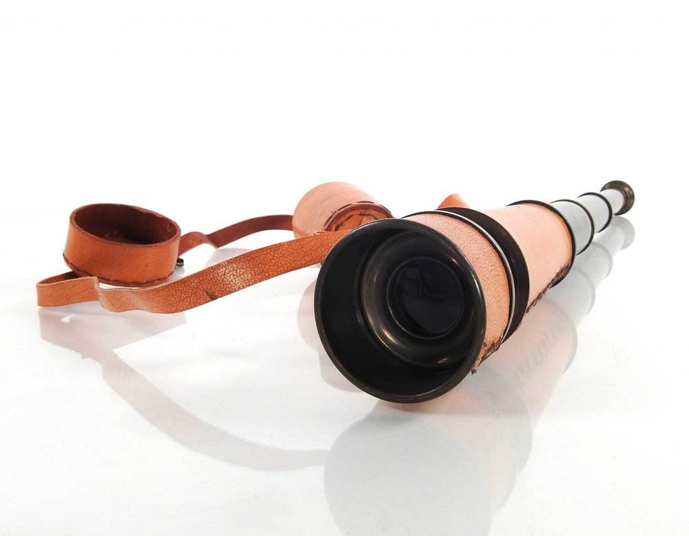 Rustic Brass And Leather Handheld Telescope HomeRoots
