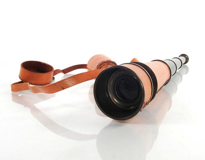 Rustic Brass And Leather Handheld Telescope HomeRoots