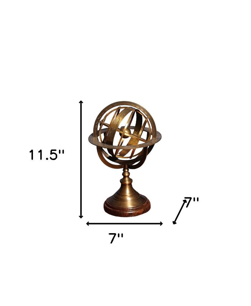 7" X 7" X 11.5" Armillary Sphere On Wood Base — view 6
