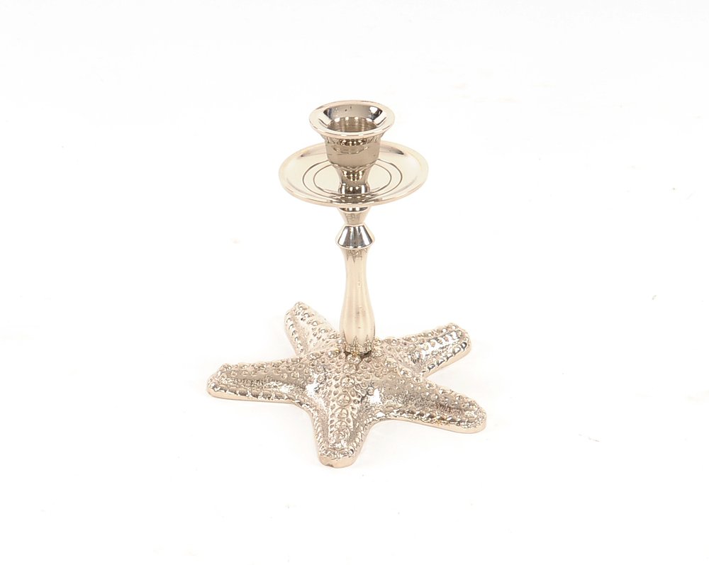 5" Silver Brass Starfish Tabletop Candle Holder HomeRoots