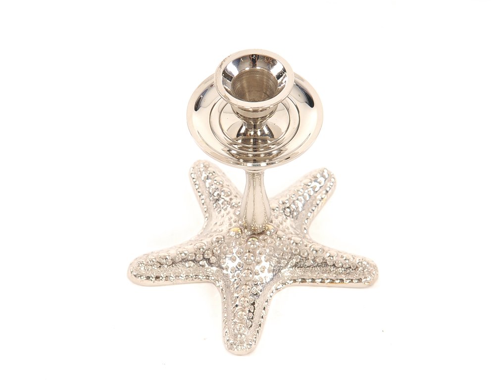 5" Silver Brass Starfish Tabletop Candle Holder HomeRoots