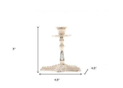 5" Silver Brass Starfish Tabletop Candle Holder HomeRoots