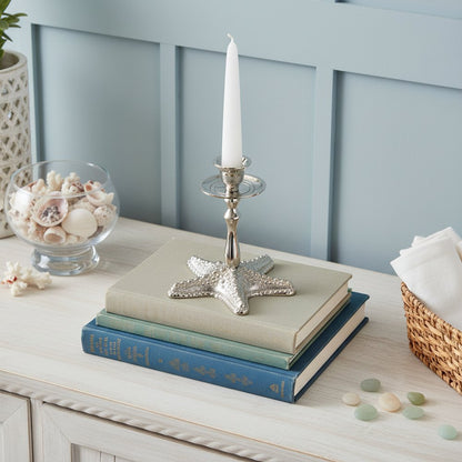 5" Silver Brass Starfish Tabletop Candle Holder HomeRoots