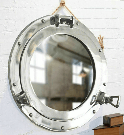 12" Silver Round Brass Framed Accent Mirror - FurniFindUSA