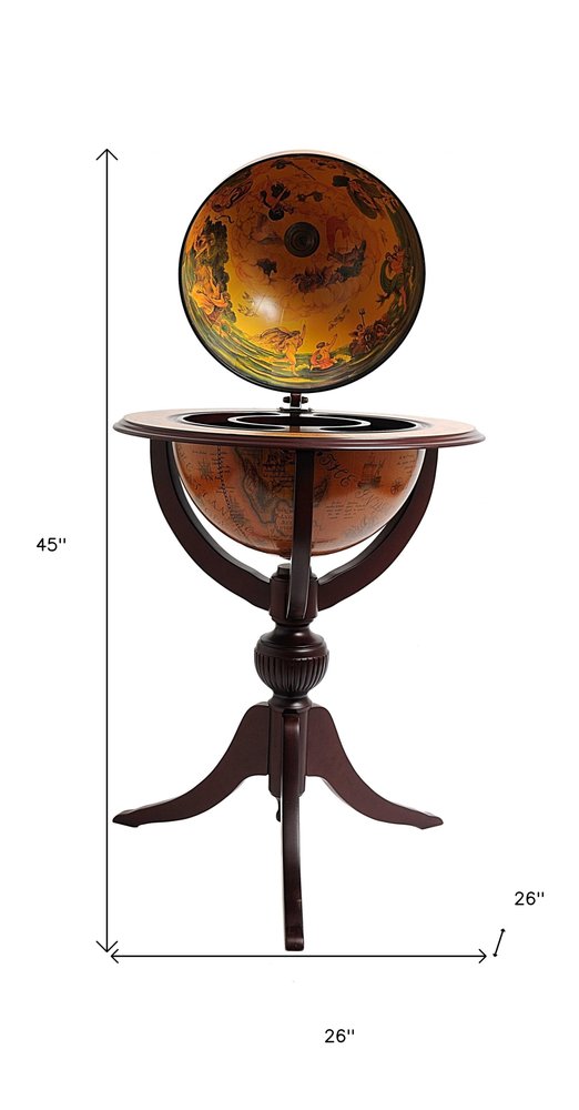 26" X 26" X 45" Globe Bar  3 Legs HomeRoots