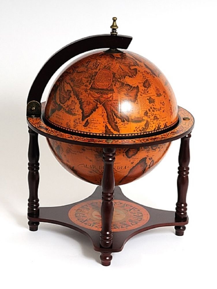 22" Old World Nautical Map Globe Mini Bar HomeRoots
