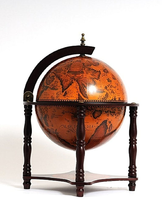 22" Old World Nautical Map Globe Mini Bar HomeRoots