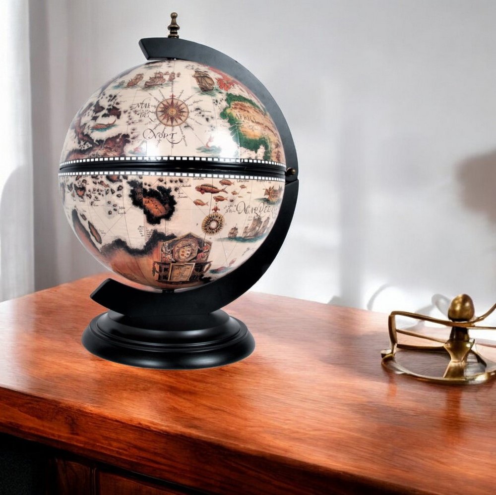 13" Brown And Black World Map Globe Chess Game Set HomeRoots