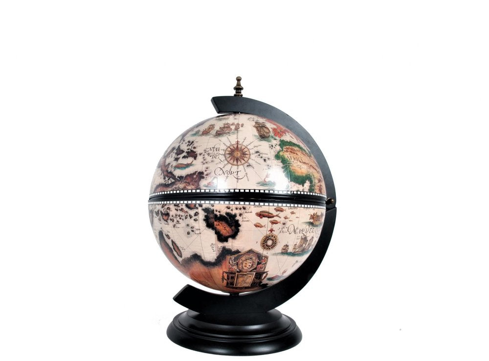 13" Brown And Black World Map Globe Chess Game Set — view 2