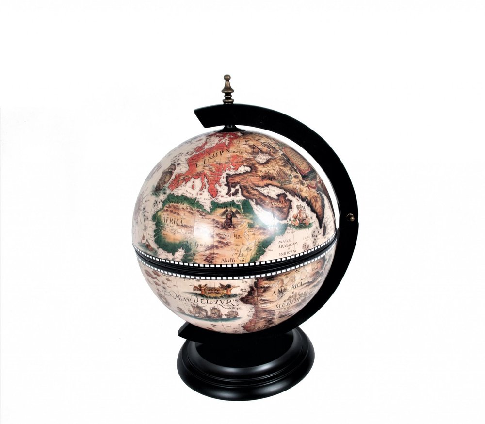 13" Brown And Black World Map Globe Chess Game Set — view 3