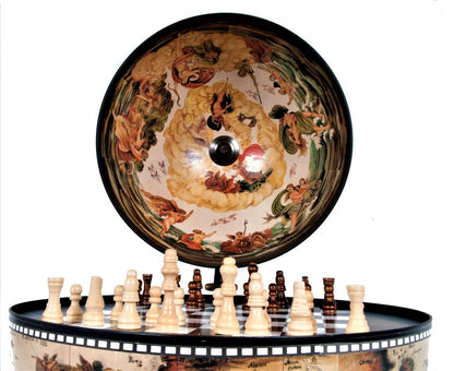 13" Brown And Black World Map Globe Chess Game Set HomeRoots