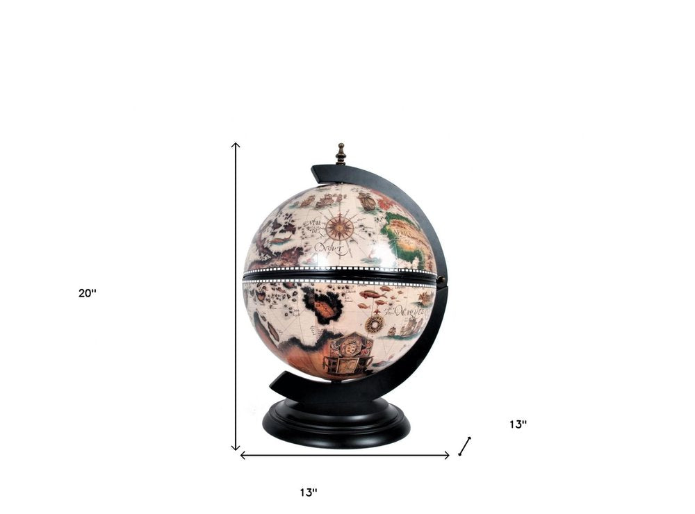 13" Brown And Black World Map Globe Chess Game Set HomeRoots