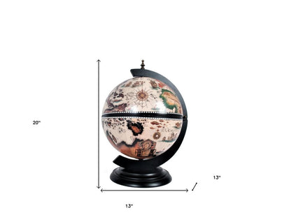 13" Brown And Black World Map Globe Chess Game Set HomeRoots
