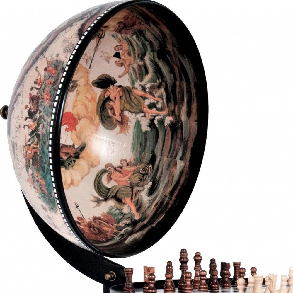 13" Brown And Black World Map Globe Chess Game Set HomeRoots