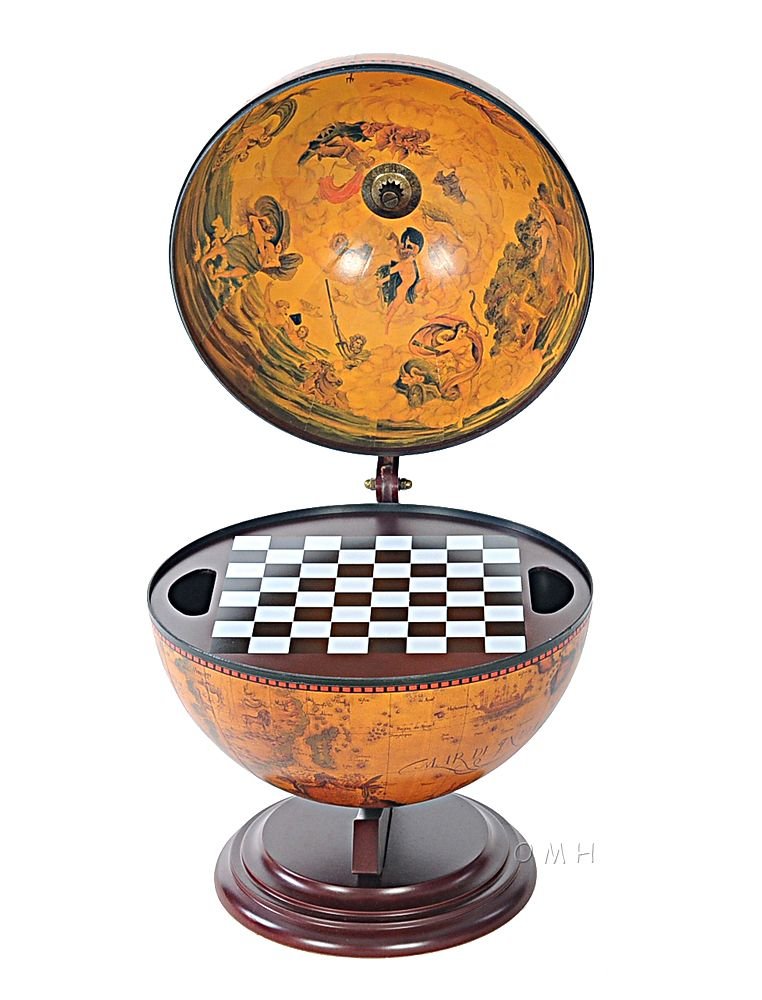 13" X 15" X 19" Red Globe With Chess Holder HomeRoots