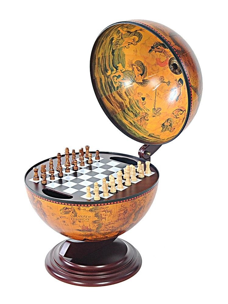 13" X 15" X 19" Red Globe With Chess Holder HomeRoots