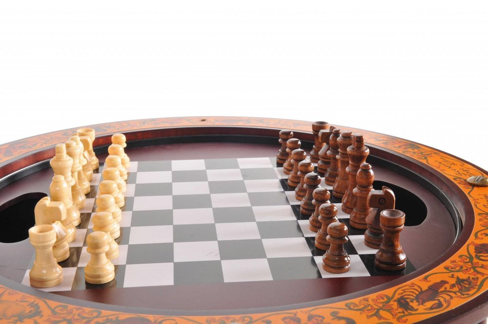 22" Walnut Solid Wood Game Hand Painted Tabletop Sculpture HomeRoots