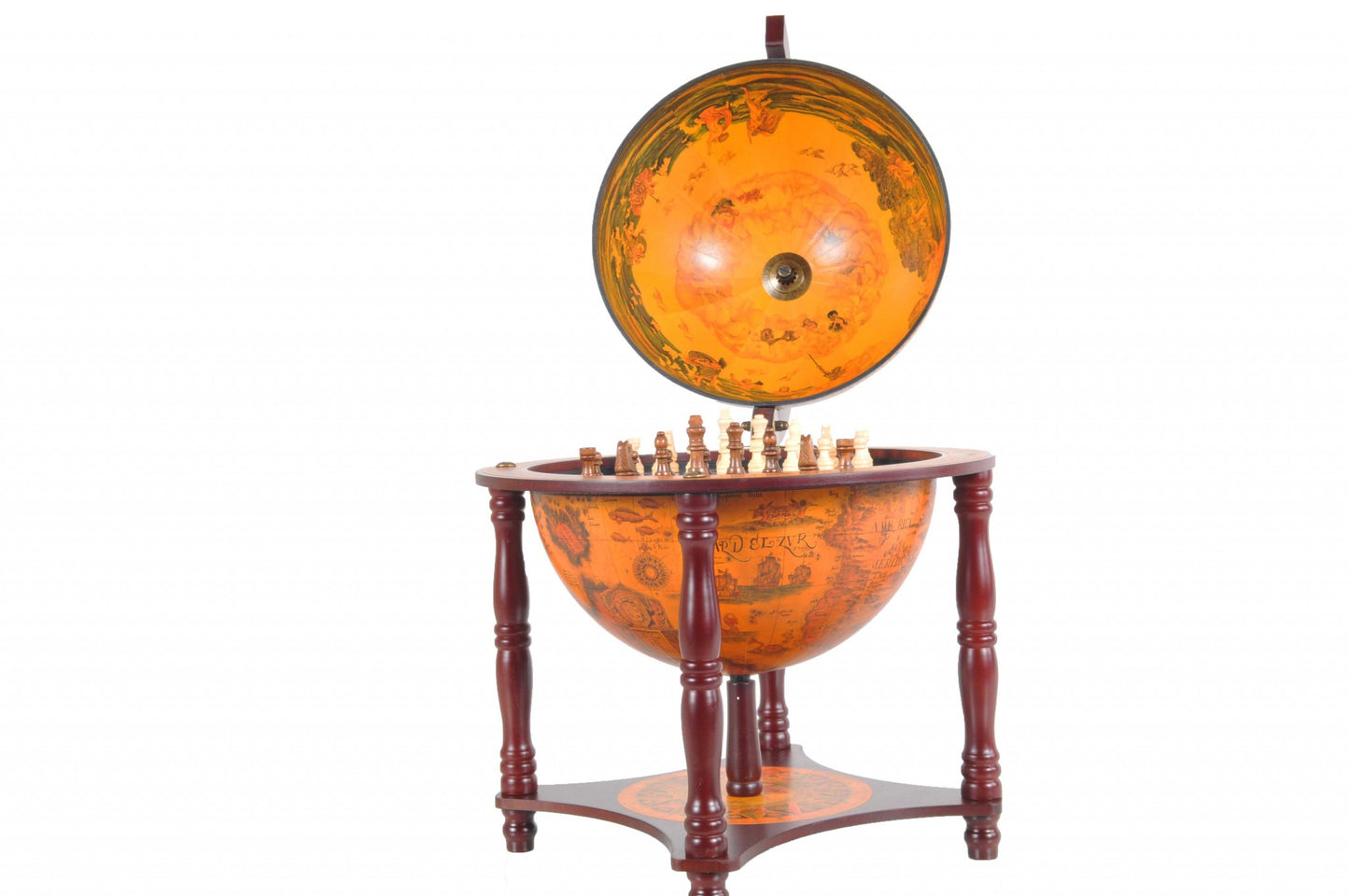 22" Walnut Solid Wood Game Hand Painted Tabletop Sculpture