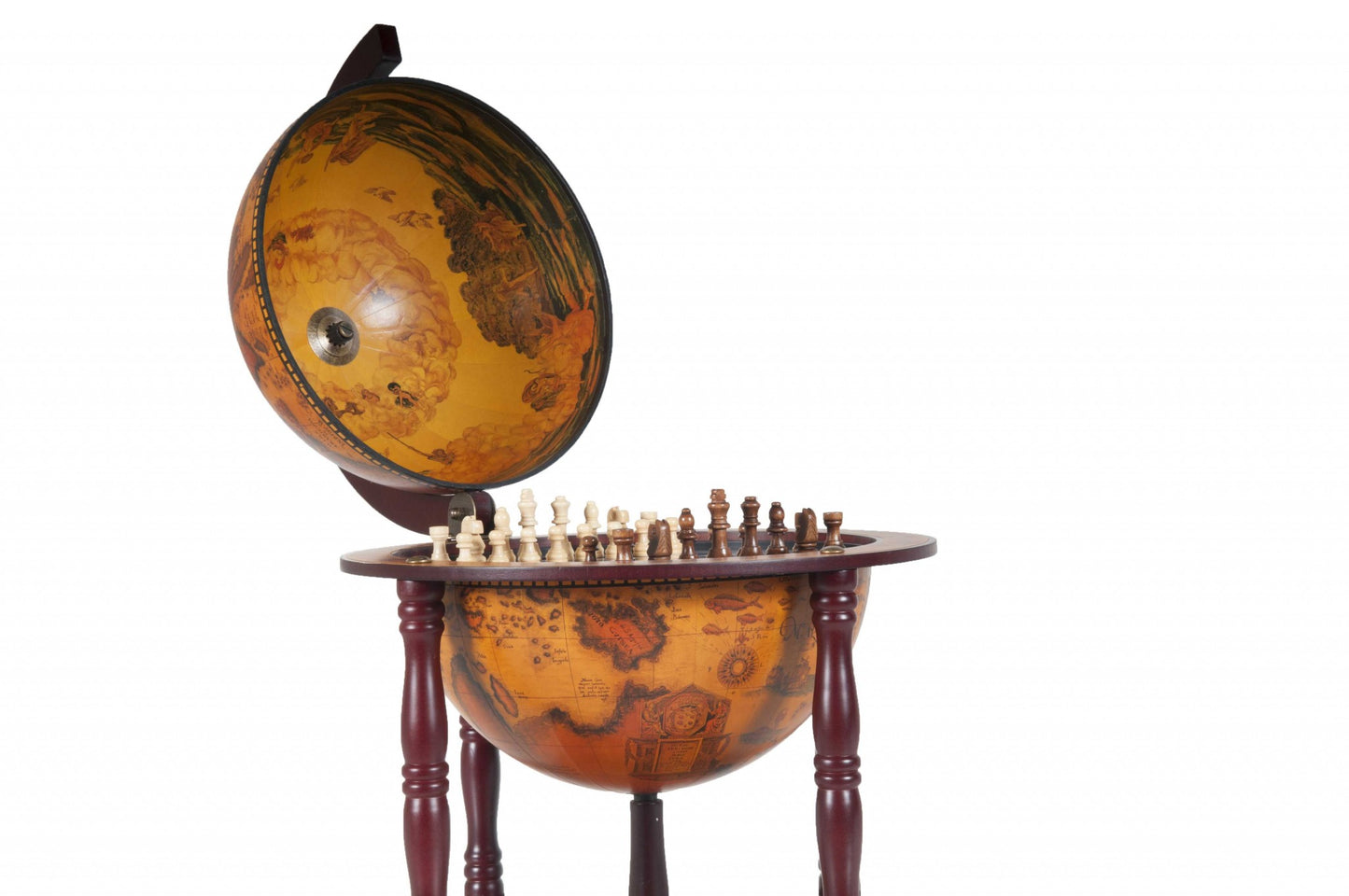 22" Walnut Solid Wood Game Hand Painted Tabletop Sculpture