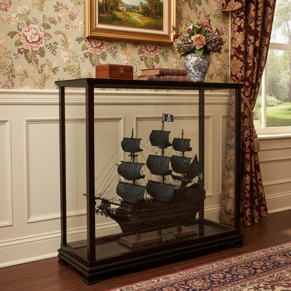 34" Black Glass Standard Display Stand HomeRoots