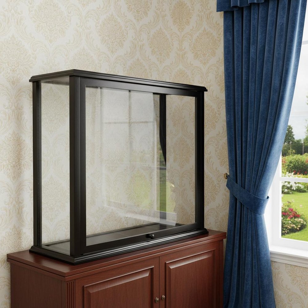14" Black Glass Standard Display Stand HomeRoots