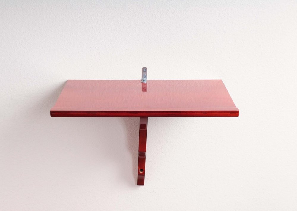 10" Red Solid Wood Wall Mounted Floating Shelf HomeRoots