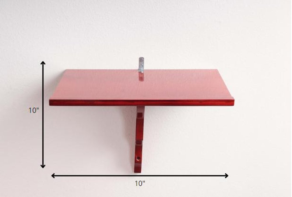 10" Red Solid Wood Wall Mounted Floating Shelf HomeRoots