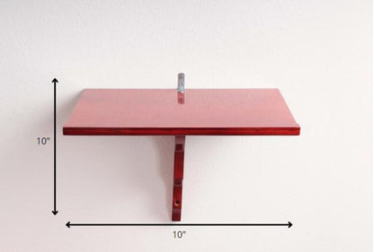 10" Red Solid Wood Wall Mounted Floating Shelf HomeRoots