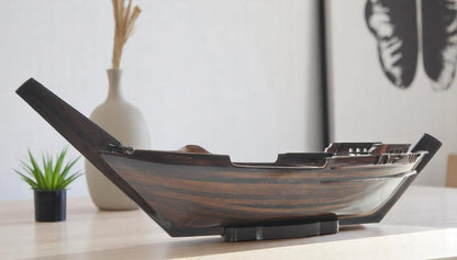 6" Dark Brown Novelty Wood Serving Tray With Handles HomeRoots