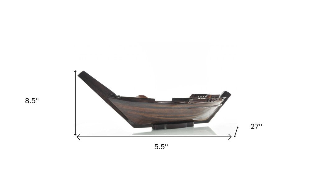 6" Dark Brown Novelty Wood Serving Tray With Handles HomeRoots