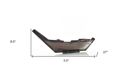 6" Dark Brown Novelty Wood Serving Tray With Handles HomeRoots