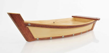 17" Natural and Brown Wood Sushi Boat Serving Tray HomeRoots