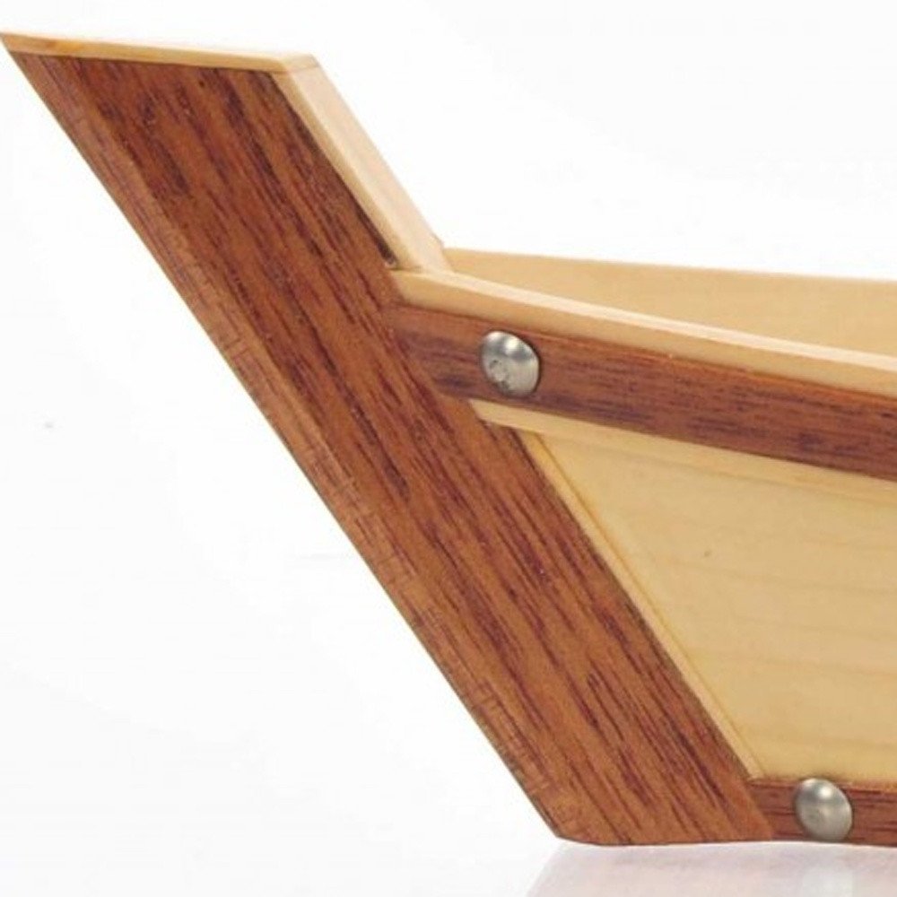 17" Natural and Brown Wood Sushi Boat Serving Tray HomeRoots