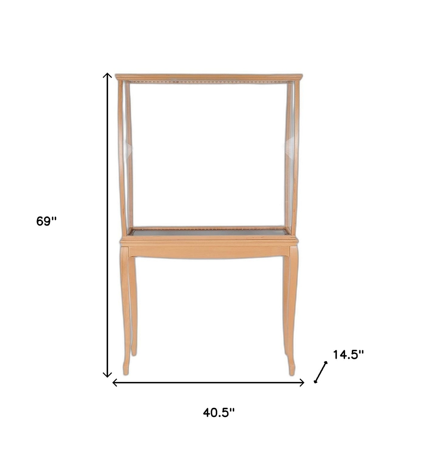 14.5" X 40.5" X 69" Floor Display Case Clear Finish With Led Lights