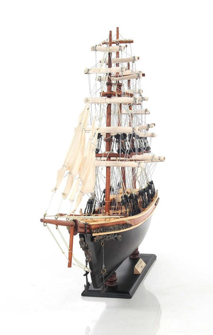 17" Brown Wood and Metal Hand Painted Cutty Sark Model Boat Tabletop Sculpture HomeRoots