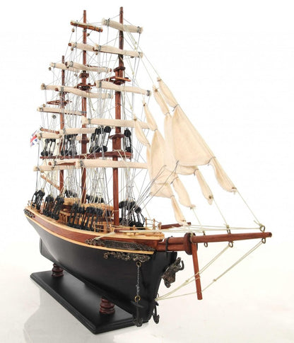 17" Brown Wood and Metal Hand Painted Cutty Sark Model Boat Tabletop Sculpture HomeRoots