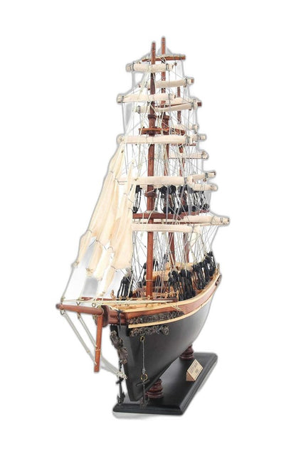 17" Brown Wood and Metal Hand Painted Cutty Sark Model Boat Tabletop Sculpture HomeRoots
