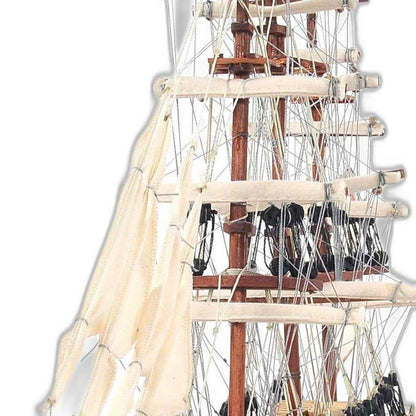 17" Brown Wood and Metal Hand Painted Cutty Sark Model Boat Tabletop Sculpture HomeRoots