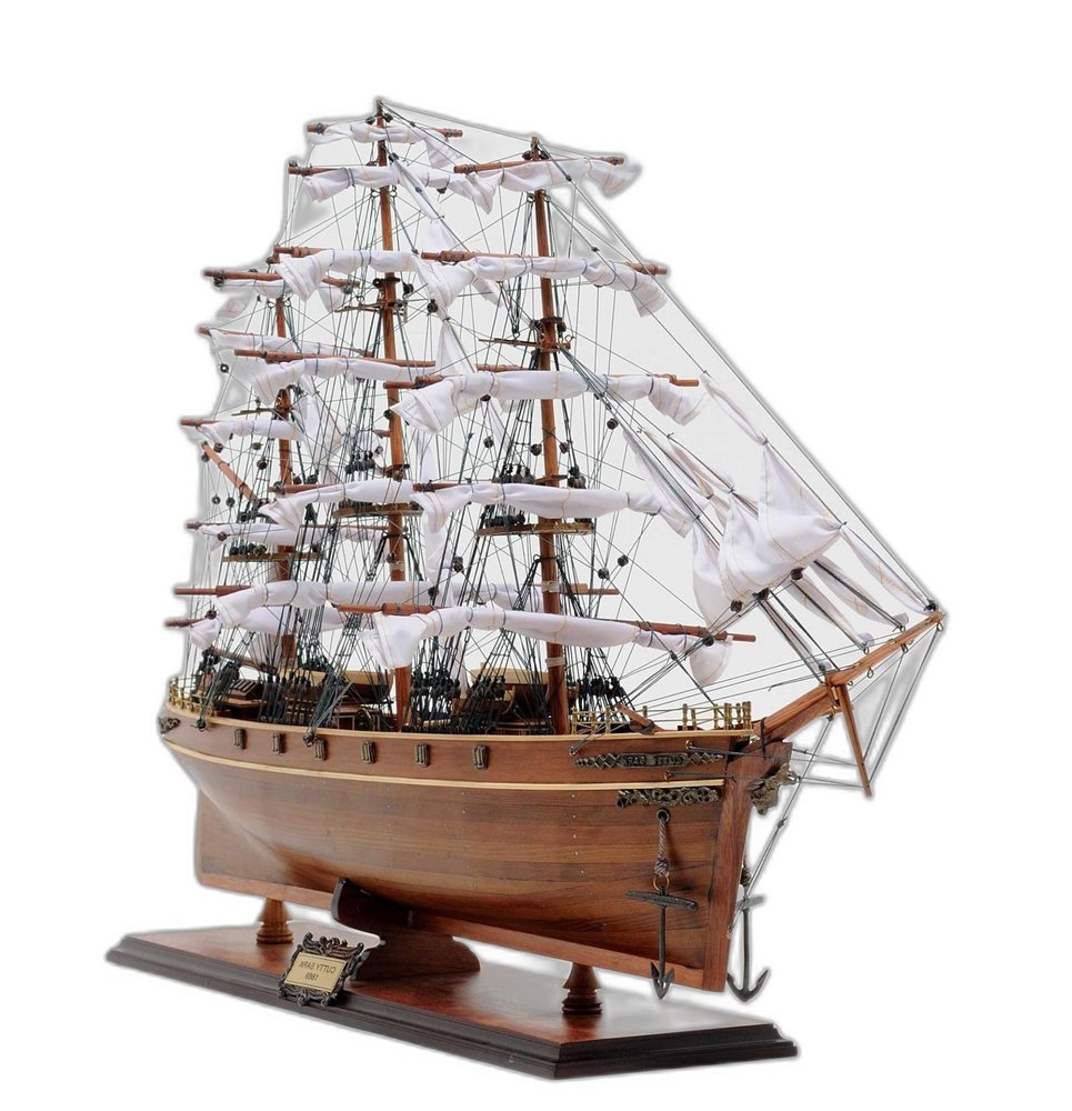 28" Brown Solid Wood Hand Painted Model Boat HomeRoots