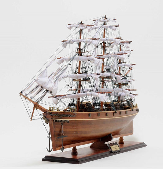 28" Brown Solid Wood Hand Painted Model Boat HomeRoots