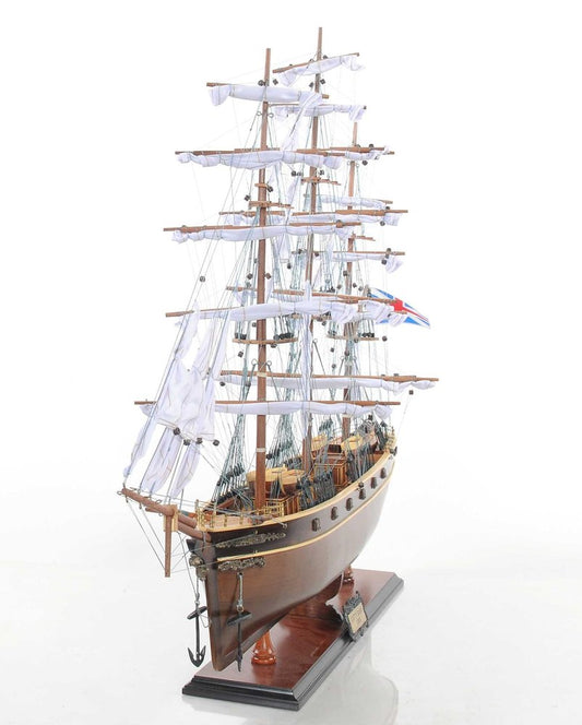 28" Brown Solid Wood Hand Painted Model Boat HomeRoots