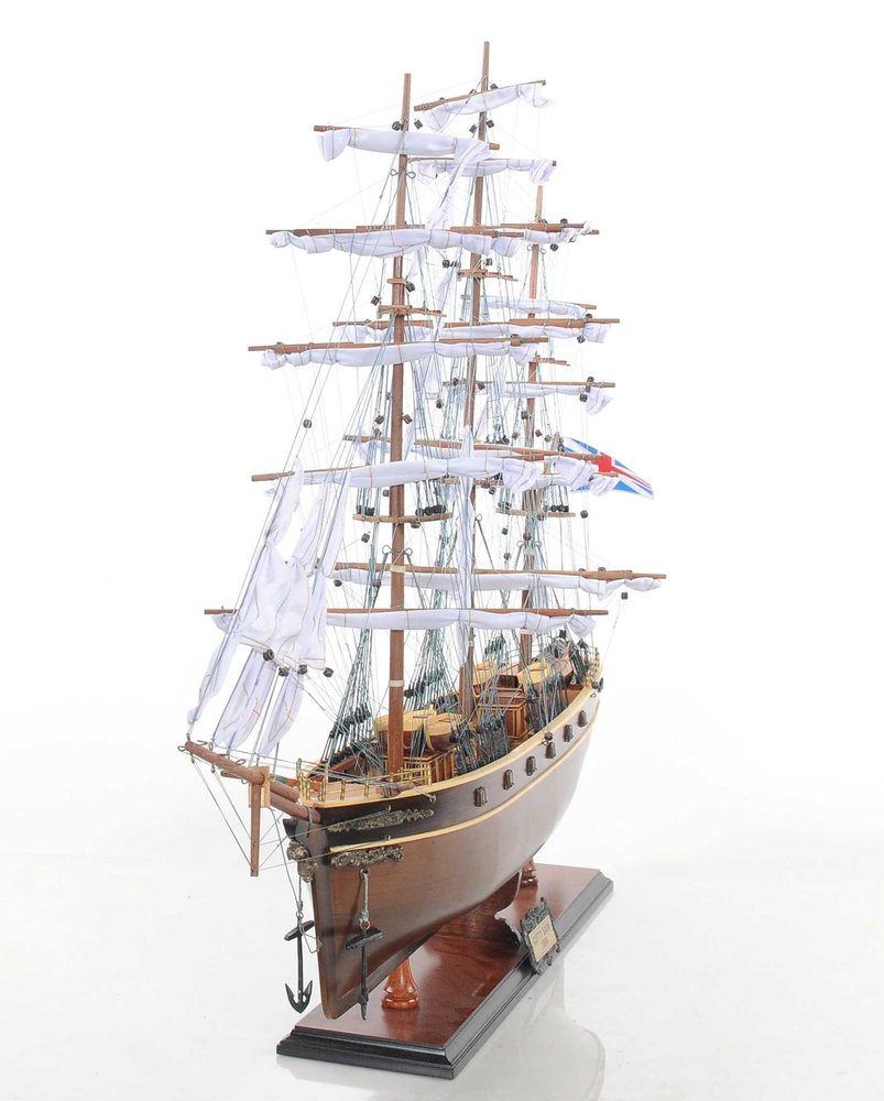 28" Brown Solid Wood Hand Painted Model Boat — view 2