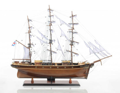 28" Brown Solid Wood Hand Painted Model Boat HomeRoots