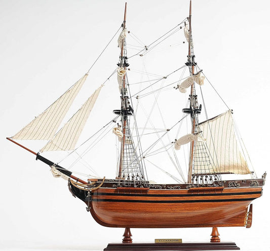 24" Brown Solid Wood Hand Painted Boat Model Boat HomeRoots