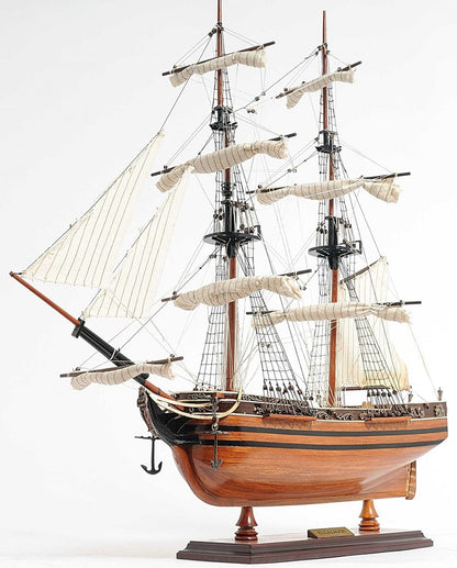 24" Brown Solid Wood Hand Painted Boat Model Boat HomeRoots